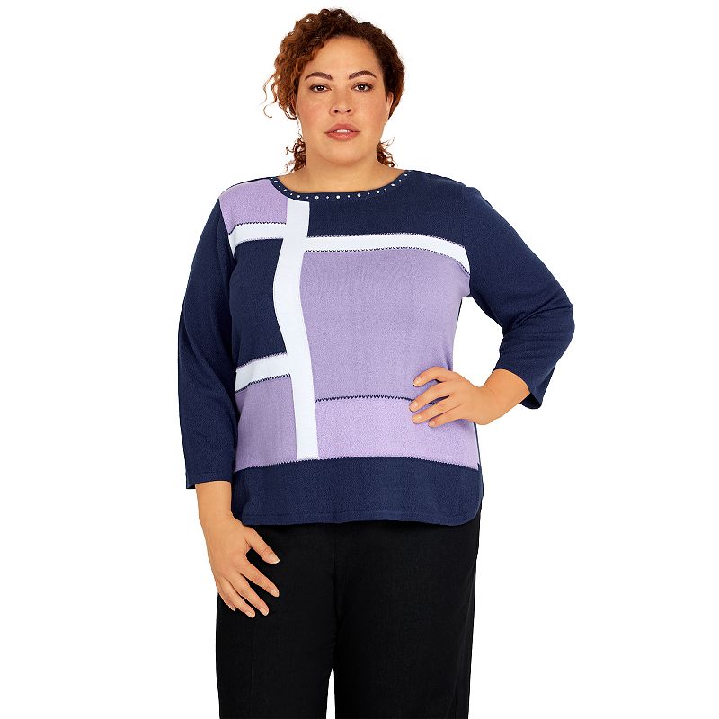 Plus Size Alfred Dunner Picture Perfect Colorblock Scoopneck Sweater, Women