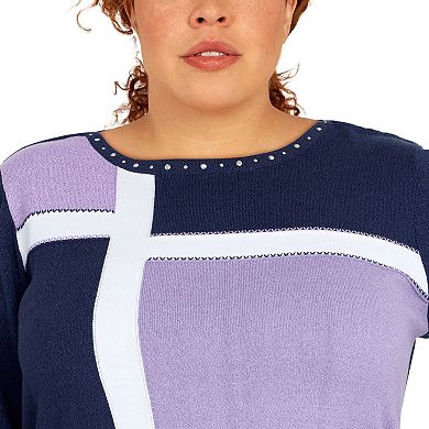 Plus Size Alfred Dunner Picture Perfect Colorblock Scoopneck Sweater