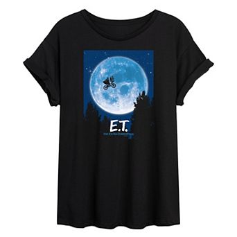 Juniors' E.T. Moon Poster Oversized Graphic Tee