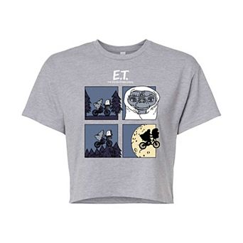 Juniors' E.T. Squares Cropped Graphic Tee