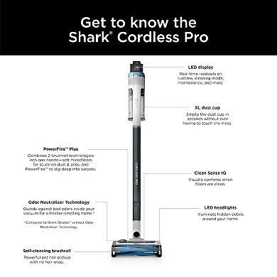 Shark® Pro Cordless Vacuum with Clean Sense IQ & Odor Neutralizer, PowerFins Plus Brushroll, Includes Duster Crevice Tool & Pet Multi Tool, 40 Minute Runtime, HEPA Filer, Light Blue (IZ562H)