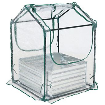 Sunnydaze Galvanized Steel Raised Bed with Greenhouse Kit