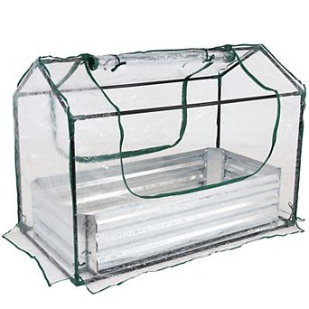 Sunnydaze Galvanized Steel Raised Bed with Greenhouse Kit