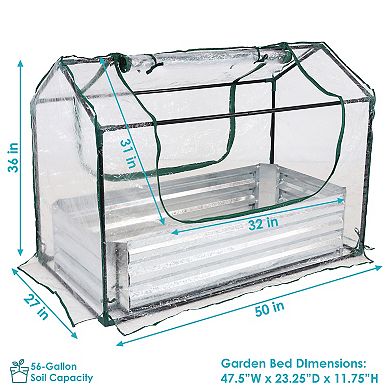 Sunnydaze Galvanized Steel Raised Bed with Greenhouse - Clear - 4 ft x 2 ft