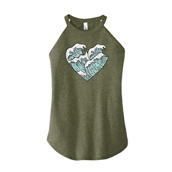 Juniors' Wave Heart Graphic Tank Top