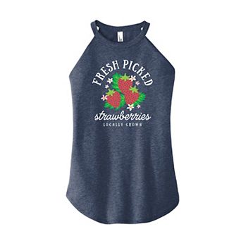 Junior's Strawberries High Neck Tank Top Top