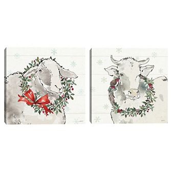 Masterpiece Modern Farmhouse XII Christmas & Modern Farmhouse XIII Christmas Canvas Wall Art 2 pc Set