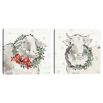 Masterpiece Modern Farmhouse XII Christmas & Modern Farmhouse XIII Christmas Canvas Wall Art 2 pc Set