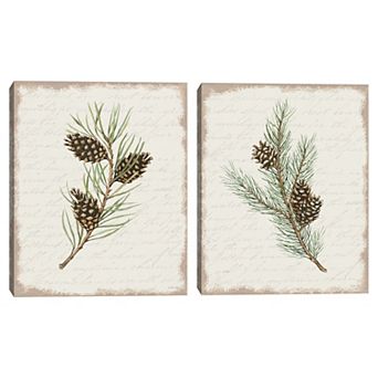 Masterpiece Pine Cone Botanical I & Pine Cone Botanical II Canvas Wall Art 2 pc Set