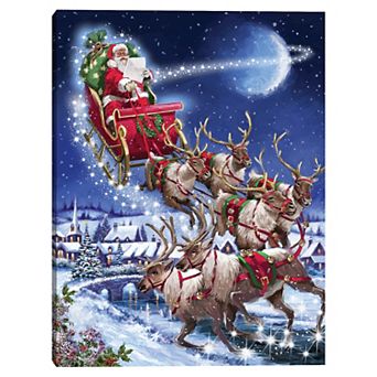 Masterpiece Santa's Sleigh Team Canvas Wall Art