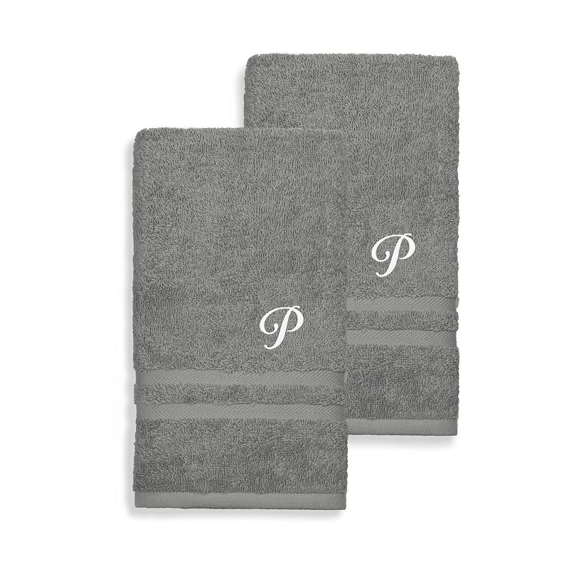 Linum Home Textiles Denzi Monogram Towel Collection 2-pc. Hand Towel, One Size, Gray