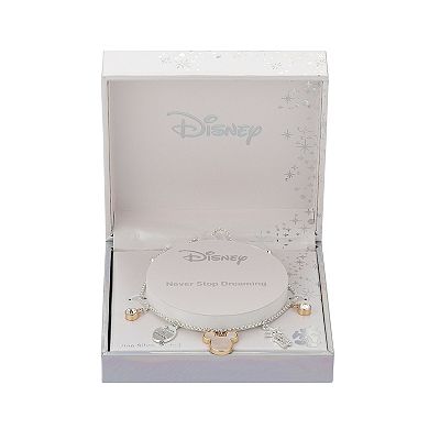 Disney's Mickey Mouse "Never Stop Dreaming" Mother-of-Pearl & Crystal Multi Charm Adjustable Bracelet