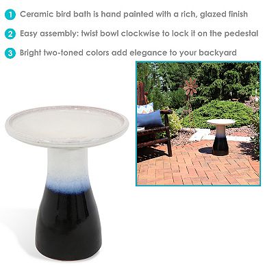 Sunnydaze Subtle Transitions Ceramic Bird Bath - 18.5 in - Dusty Rose