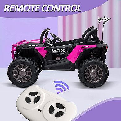 TOBBI 12V Kids Electric Battery Powered Ride On 3 Speed Toy SUV Car, Pink