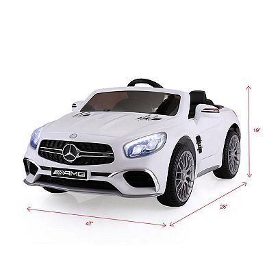 TOBBI Kids Rechargeable Battery Ride On Toy Mercedes Benz Car w/ Remote, White