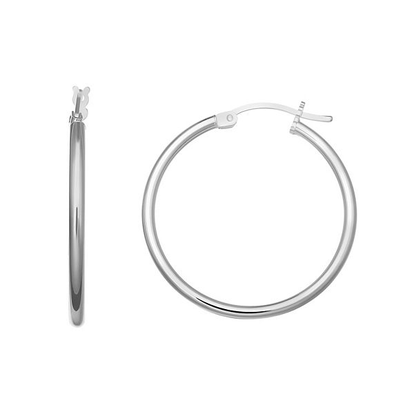 PRIMROSE Sterling Silver Polished Tube Hoop Earrings