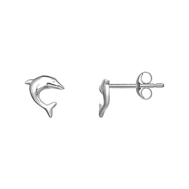 Dolphin Stud Earrings Polished Sterling Silver Dolphin Stud Earrings Polished Sterling Silver