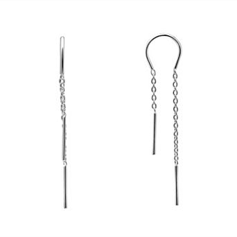 PRIMROSE Sterling Silver Polished Double Chain Threader Earrings