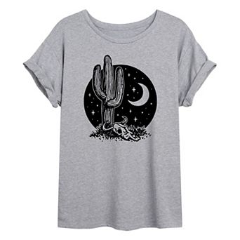 Junior's Desert Cactus Moon Oversize Tee
