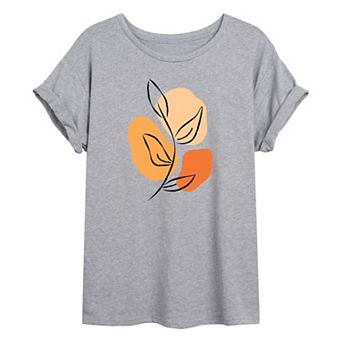 Junior's Painted Leaves Oversize Tee