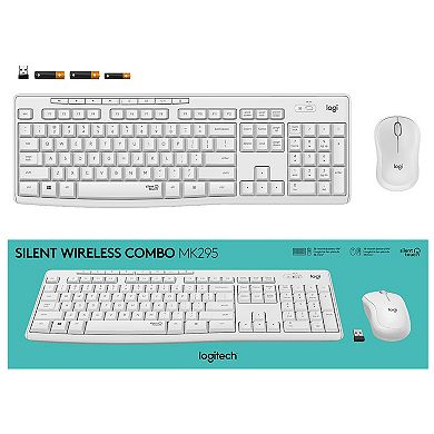 Logitech MK295 Silent Wireless Keyboard and Mouse - White