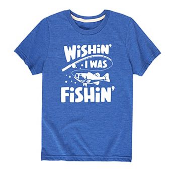 Boys 8-20 "Wishin' I Was Fishin'" Graphic Tee