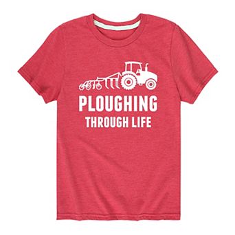 Boys 8-20 Ploughing Through Life Tractor Graphic Tee