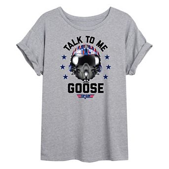 Juniors' Top Gun "Talk To Me Goose" Pilot Helmet Oversized Graphic Tee