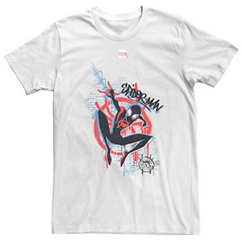 Big & Tall Marvel Spiderverse Blue Red Brick Graffiti Tee