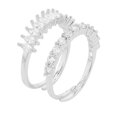 City Luxe Round & Marquise Cubic Zirconia Ring Duo Set