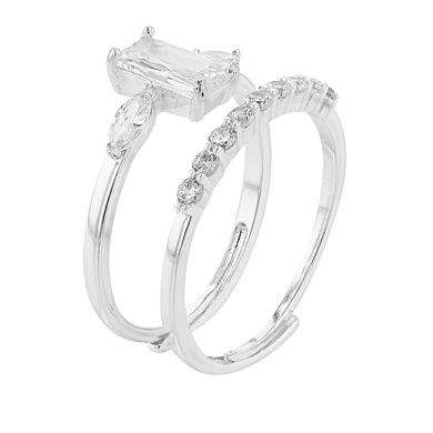 City Luxe Cubic Zirconia Ring Duo Set