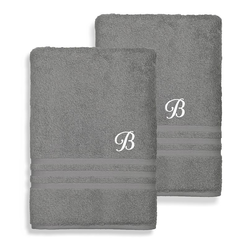 Linum Home Textiles Denzi Monogram Towel Collection 2-pc. Bath Towel, One Size, Gray
