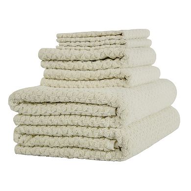 Classic Turkish Towels Genuine Cotton Soft Absorbent Hardwick Jacquard Lucia Minelli 6 Piece Set With 2 Bath Towels, 2 Hand Towels, 2 Washcloths