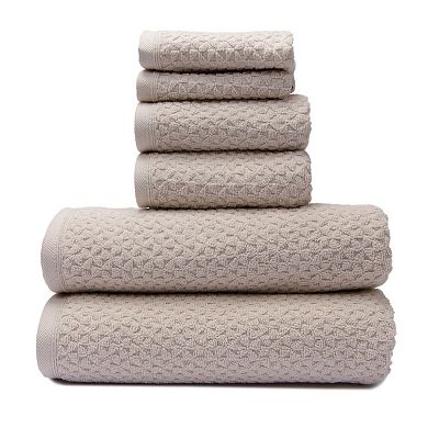 Classic Turkish Towels Genuine Cotton Soft Absorbent Hardwick Jacquard Lucia Minelli 6 Piece Set With 2 Bath Towels, 2 Hand Towels, 2 Washcloths