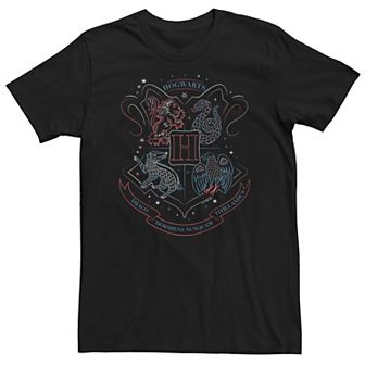 Big & Tall Harry Potter Deathly Hallows 2 Hogwarts Crest Draco Dormiens Ninquam TitillandusTee