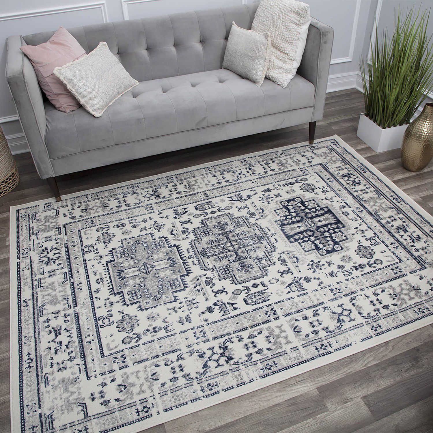 Rugs America Gabriel Inky Sundara 5x7 Rug - Soil And Stain Resistant Durable Construction Ideal For Living Room Dining Room Bedroom-533438