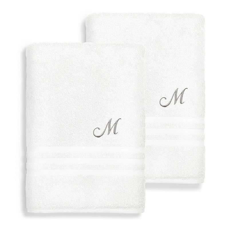 Linum Home Textiles Denzi Monogram Towel Collection 2-pc. Bath Sheet, One Size, White