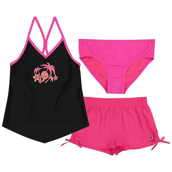 Girls 716 ZeroXposur Tropical Tankini with Bikini & Shorts in Regular