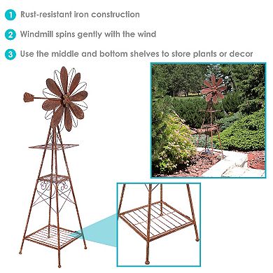 Sunnydaze Rustic Windmill Indoor/Outdoor Metal Garden Statue - 51 in