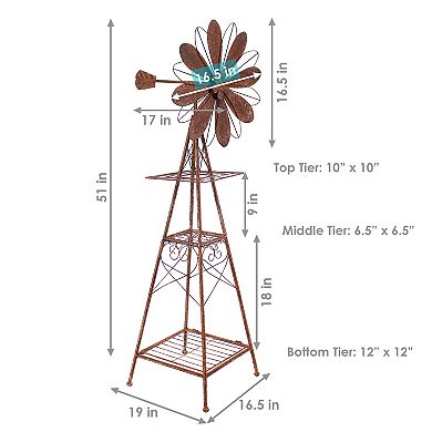 Sunnydaze Rustic Windmill Indoor/Outdoor Metal Garden Statue - 51 in