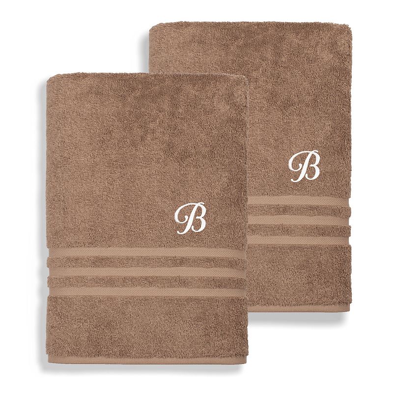 Linum Home Textiles Denzi Monogram Towel Collection 2-pc. Bath Sheet, One Size, Brown