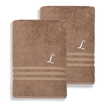 Linum Home Textiles Turkish Cotton Denzi 2 pc Personalized Bath Sheet Set