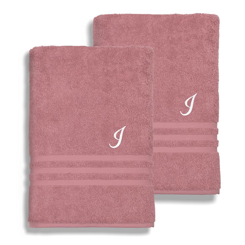 Linum Home Textiles Denzi Monogram Towel Collection 2-pc. Bath Sheet, One Size, Pink
