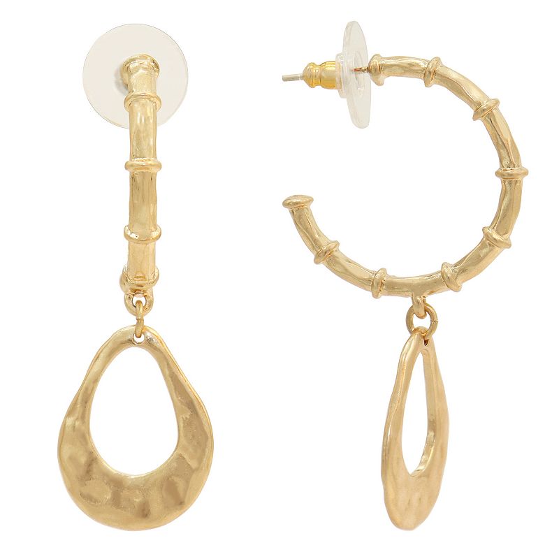 Bella Uno Zinc Gold Tone Hoop Charm Dangle Earrings, Womens, Multicolor
