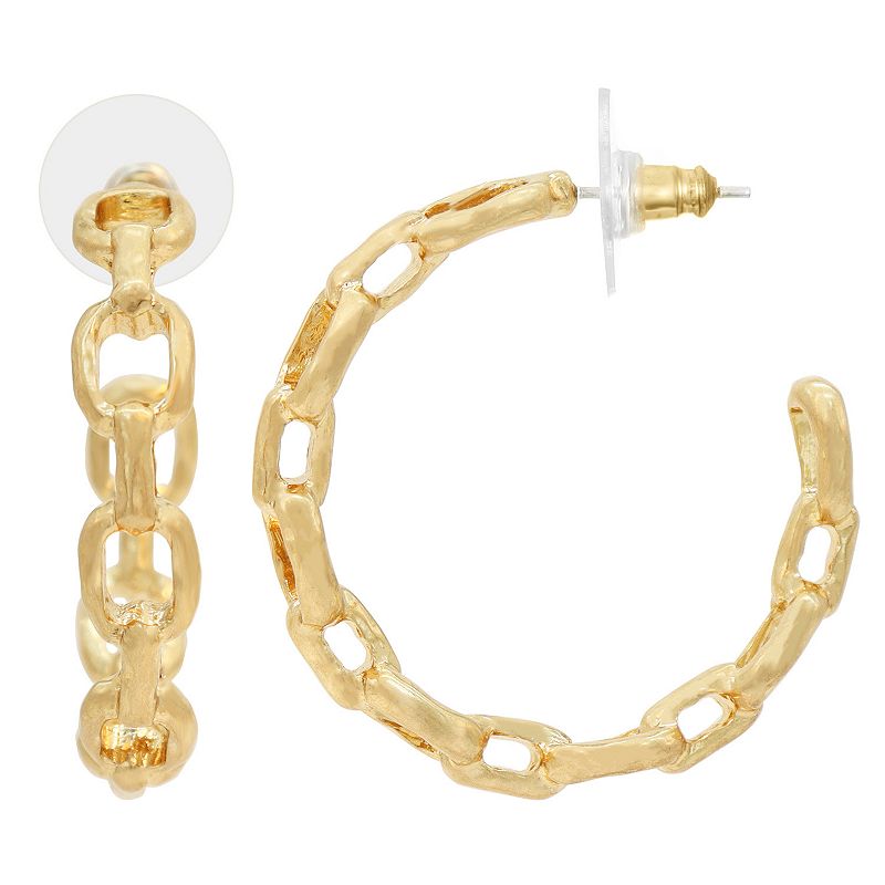 Bella Uno Zinc Gold Tone Bold Hoop Earrings, Womens, Multicolor