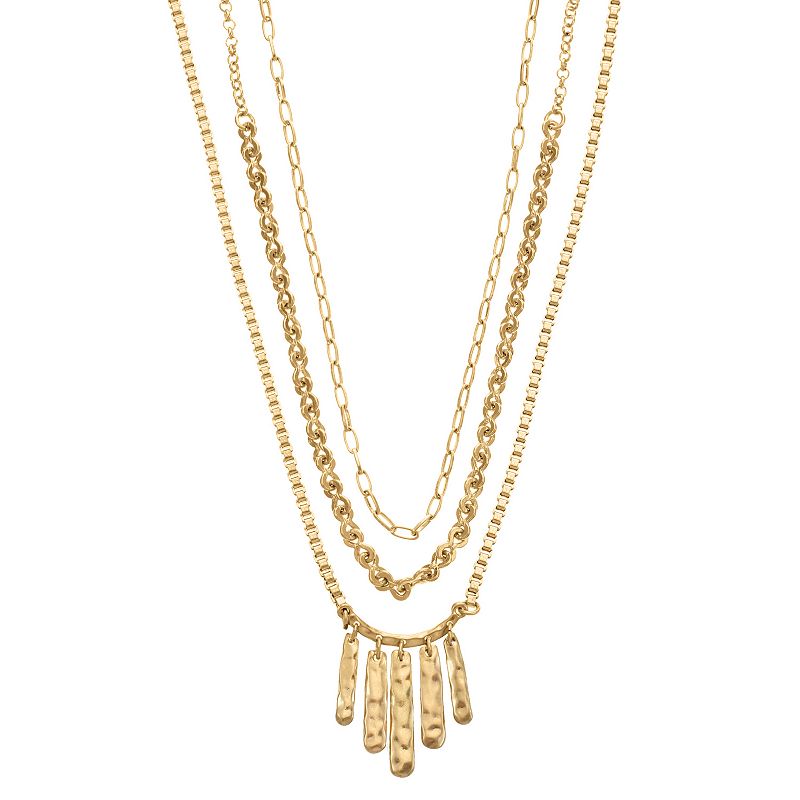 Bella Uno Zinc Gold Tone Long Statement Layered Necklace, Womens, Size: 2