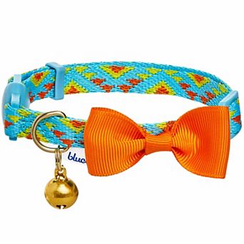 Blueberry Pet Southwestern Tribal Triangles, Bow Tie & Jingle Bell Cat Collar