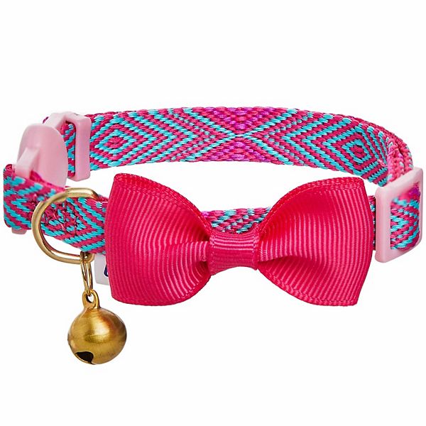 Blueberry Pet Southwestern Tribal Pattern, Bow Tie & Jingle Bell Cat Collar