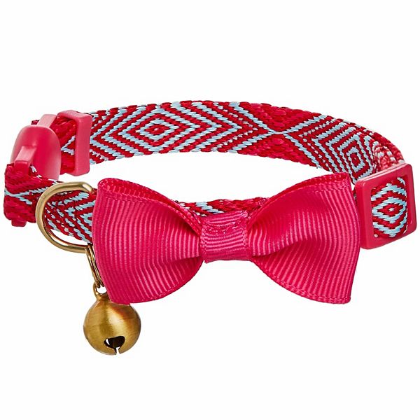 Blueberry Pet Southwestern Tribal Pattern, Bow Tie & Jingle Bell Cat Collar