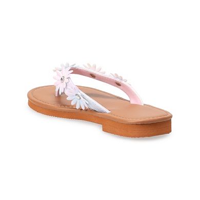 Girls Elli by Capelli Faux Leather Flower Trim Sandals